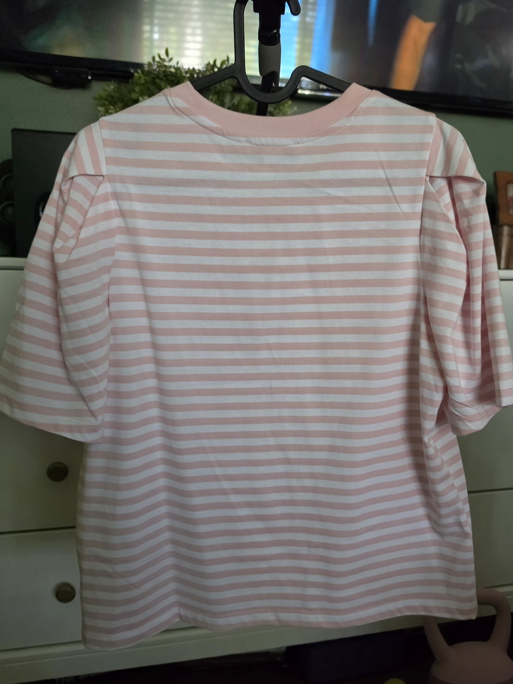 Free Assembly Pink & White Striped Short Sleeve Tee - Picture 2 of 3